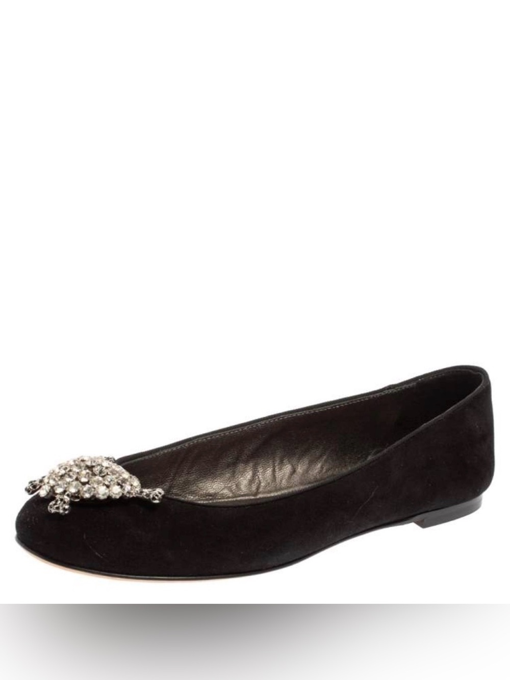 Giuseppe Zanotti ballet flat rounded toe with scull & cross-bones crystal detail